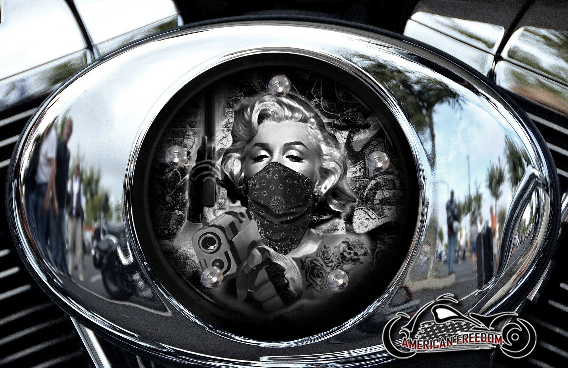 Custom Air Cleaner Cover - BW Gunner Marilyn